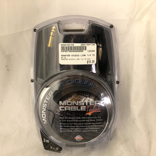Used MONSTER STUDIO LINK 1/4 TO XLR Pro Sound Product 41128-S000102156
