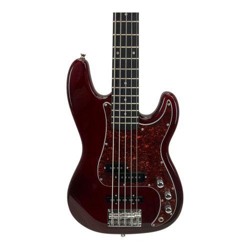 Used Harley Benton PJ 5 Bass Guitar Red 5-String 41117-S000047428