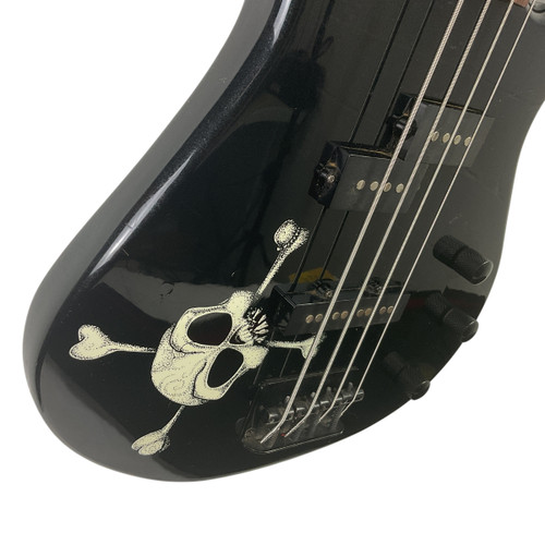Used Squier MB-4 SKULLS Bass Guitar Black 4-String 41120-S000031771