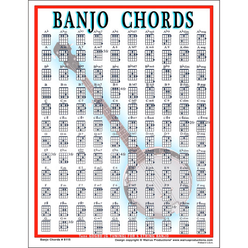 New WALRUS BANJO CHORD CHART 40009-WAL-8115
