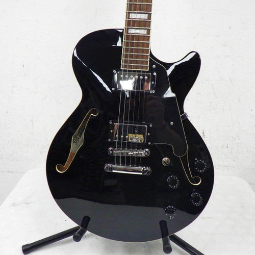 Vist Large View of Product Image Which is Used D'Angelico Premier PSCBSSSPBLK Semi-Hollow Electric Guitar Black 40042-S000252272