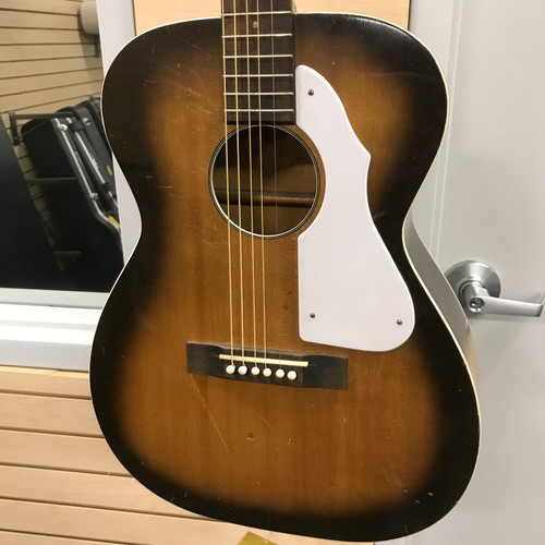 Used Silvertone 621 FOR PARTS OR RESTORATION Vintage Laminate Top Acoustic Guitar Tobacco Sunburst 41125-S000038095
