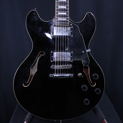 Vist Large View of Product Image Which is Used D'Angelico PREMIER DC SEMI HOLLOW GUITAR Semi-Hollow Electric Guitar Black 6-String 40123-S000127102