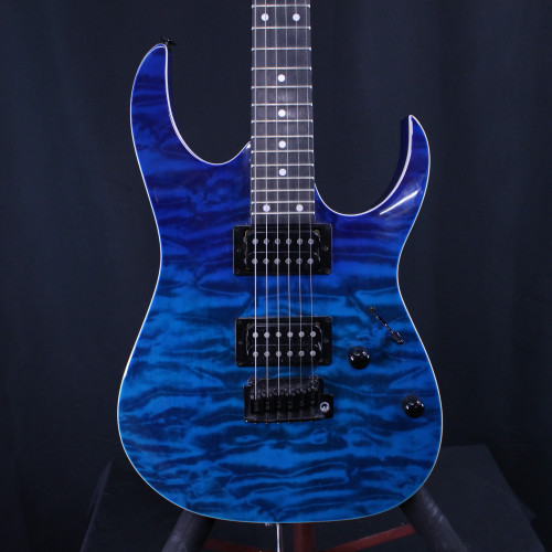 Vist Large View of Product Image Which is Used Ibanez GIO GRG120QASP Pointy Electric Guitar Blue 6-String 40123-S000127135