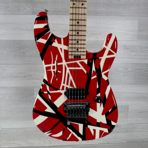 Vist Large View of Product Image Which is Used EVH Striped Series - Red with Black and White Stripes - Case Included
