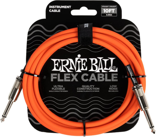 Vist Large View of Product Image Which is New Ernie Ball Flex Instrument Cable Straight/Straight 10ft - Orange
