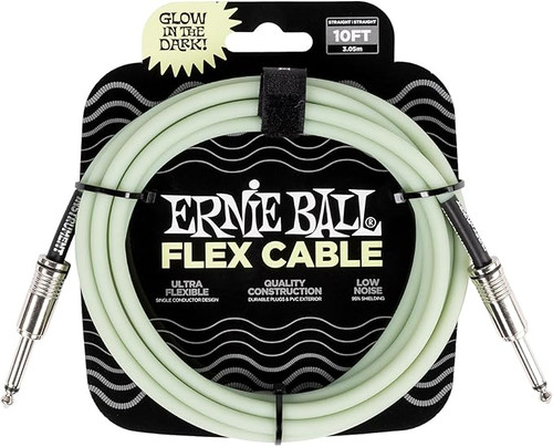 Vist Large View of Product Image Which is New Ernie Ball Flex Instrument Cable Straight/Straight 10ft - Glowin Dark