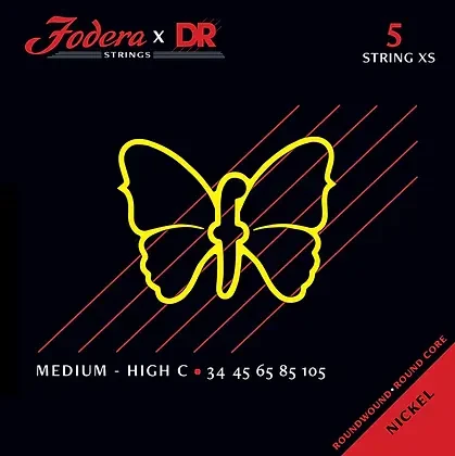 Vist Large View of Product Image Which is DR FNI-34105-XS DRxFodera Nickel-Plated Steel Medium 5-String Bass Strings (High C) 34-105