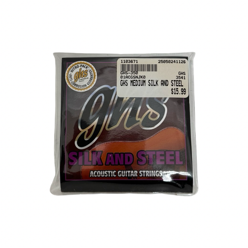 Vist Large View of Product Image Which is New GHS MEDIUM SILK AND STEEL MEDIUM ACOUSTIC GUITAR STRINGS
