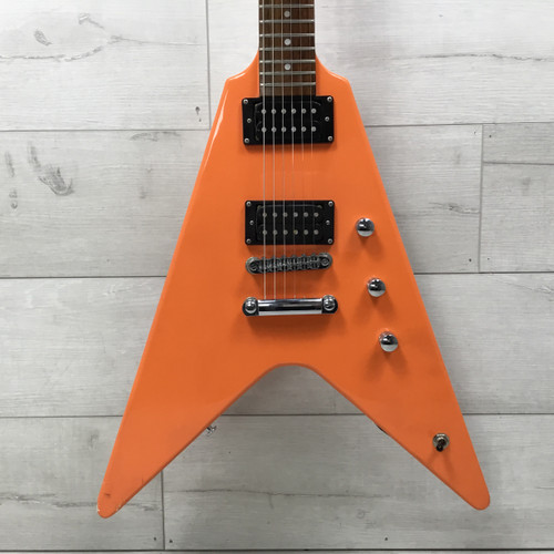 Used Hardluck Kings Outlaw V Style Electric Guitar Orange 40051-S000114858