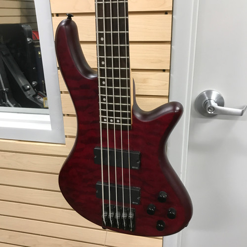 Used Schecter DIAMOND SERIES CUSTOM 5 Modern Metal Bass Guitar Red 5-String 41125-S000039032