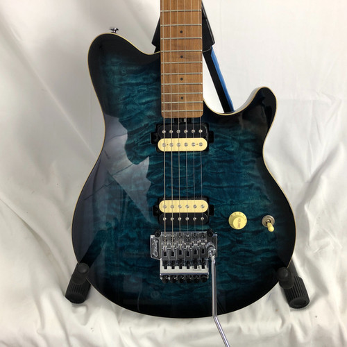 Used Sterling by Ernie Ball AX50QM Double Cut Electric Guitar Blue 6-String 41128-S000105497