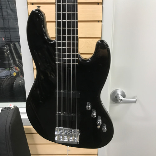 Used Squier DELUXE JAZZ BASS ACTIVE V J Type Bass Guitar Black 5-String 41125-S000039071