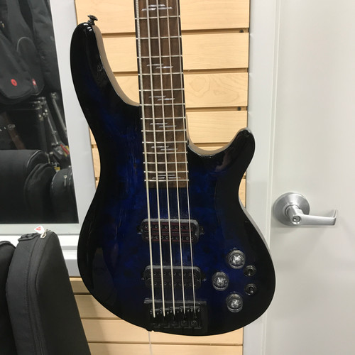 Used Schecter OMEN ELITE 5 STRING Modern Metal Bass Guitar Blue 5-String 41125-S000039073