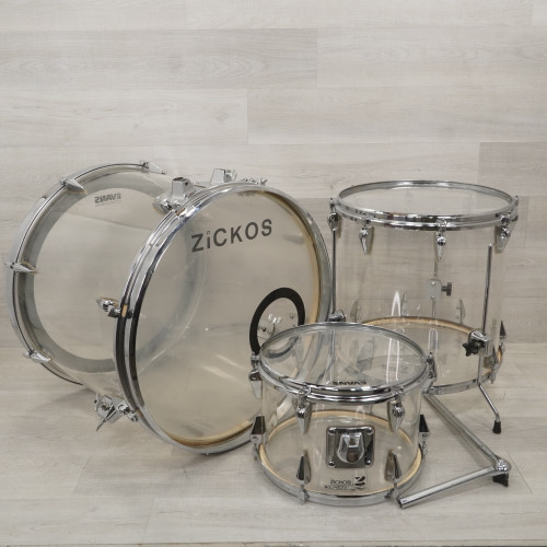 Used Zickos 3pc Acrylic Drum Shell Kit Clear 40015-S000327326