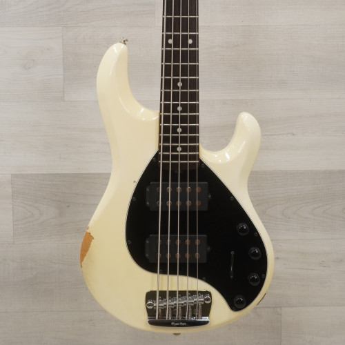 Used Ernie Ball Musicman Stingray 5 HH Bass Guitar White 40015-S000327409