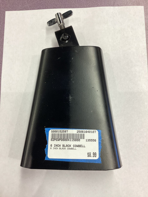 Used 6 INCH BLACK COWBELL World Percussion Instrument 40107-S000152597