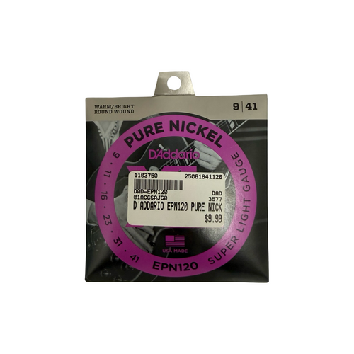 Vist Large View of Product Image Which is New D'ADDARIO EPN120 PURE NICKEL SUPER LIGHT (9-41)