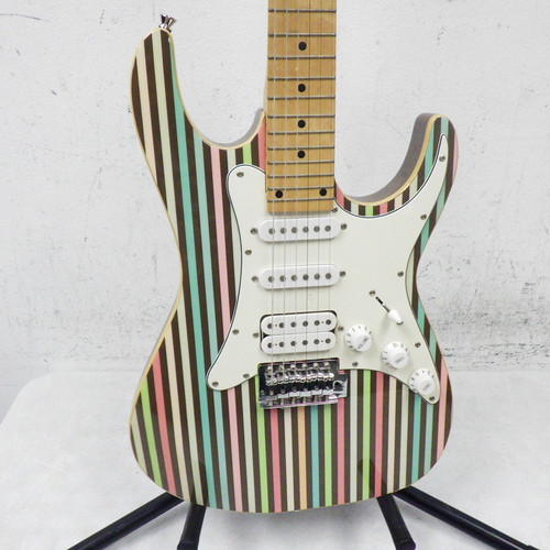 Used Cute Striped S Style Electric Guitar 40042-S000258460