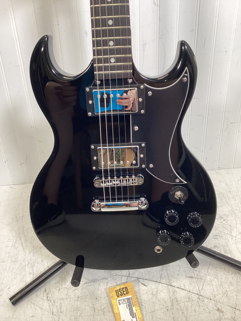 Used Silvertone SRK-1 Double Cut Electric Guitar Black 6-String 40107-S000152651