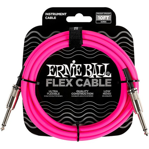 Vist Large View of Product Image Which is New ERNIE BALL FLEX CABLE 10FT PINK
