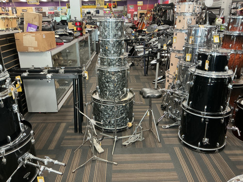 Used Ludwig HOLLYWOOD BLACK PEARL 1966 5PC W/HARDWAR Vintage Drum Shells and Hardware Custom Graphics 40012-S000303037
