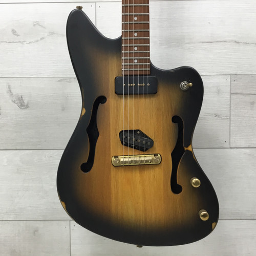 Used Slick Guitars SL56 Semi-Hollow Offset Double Cutaway Electric Guitar Wood 40051-S000115289