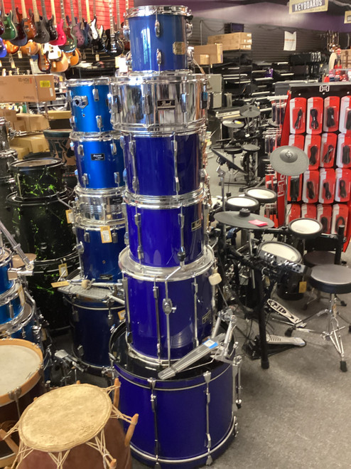 Used Pearl EXPORT 6 PC + KICK Drum Shell Kit Blue 22" Kick Drum 40107-S000153129