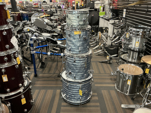 Vist Large View of Product Image Which is Used Ludwig 1970S DOWNBEAT 4PC SKY BLUE PEARL Vintage Drum Shell Kit Blue 40012-S000303831