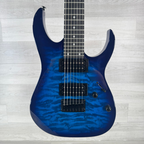 Vist Large View of Product Image Which is Used Ibanez GIO GRG7221QA 7-string Electric Guitar - Blue 40112-S000178600