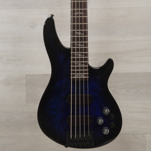 Used Schecter Omen Elite 5 Bass Guitar Blue 5-String 40015-S000328535