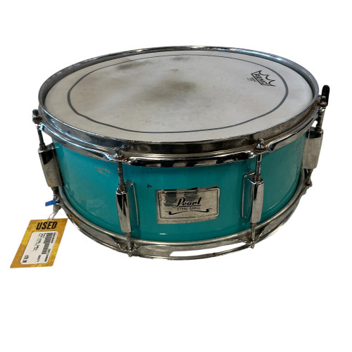 Used Pearl 14IN STEEL SHELL Metal Snare Drum 14" 40009-S000306950