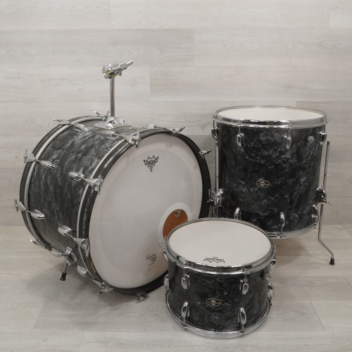 Vist Large View of Product Image Which is Used Slingerland Niles Badge Vintage Drum Shell Kit Black Diamond Pearl 40015-S000328575