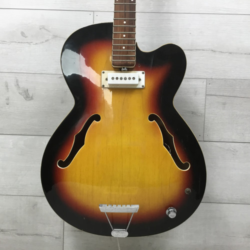 Vist Large View of Product Image Which is Used AS IS Vox Wilcat 1960's Vintage Semi-Hollow Electric Guitar Sunburst