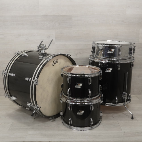 Used Ludwig 5pc Rocker Black White Badge Drum Shell Kit Black 40015-S000328661