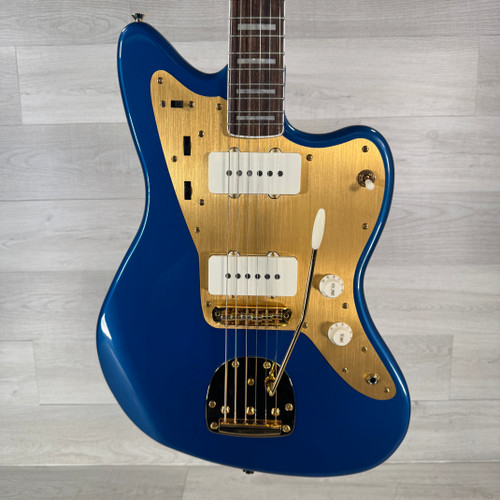 Vist Large View of Product Image Which is Used Squier 40th Anniversary Jazzmaster Gold Edition - Lake Placid Blue 40112-S000178685