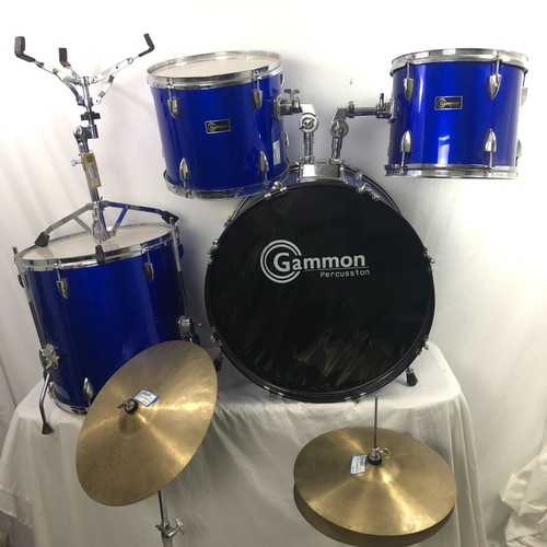 Vist Large View of Product Image Which is Used Gammon 5 PIECE KIT W/ HARDWARE+THRONE Drum Shells and Hardware Blue 41128-S000106842