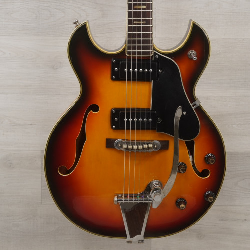 Vist Large View of Product Image Which is Used Conrad 5002T Vintage Semi-Hollow Electric Guitar Tobacco Sunburst 40015-S000328948