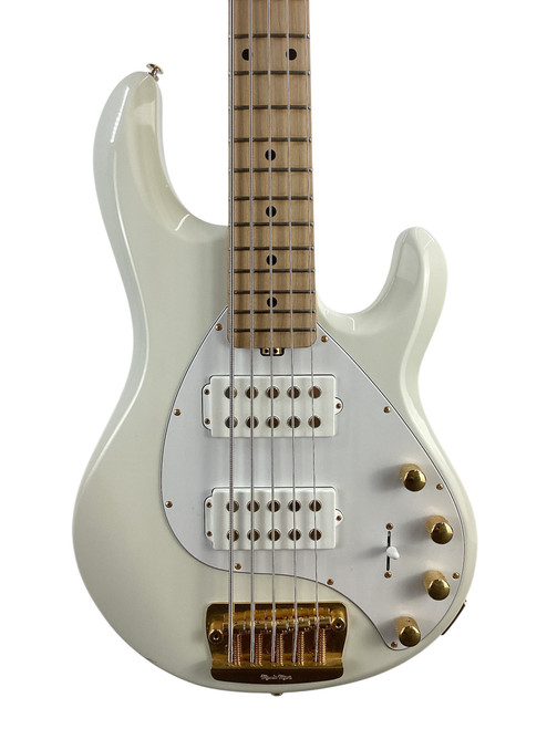 Used Ernie Ball Musicman Stingray 5 HH W/CASE Bass Guitar White 5-String 41115-S000113334