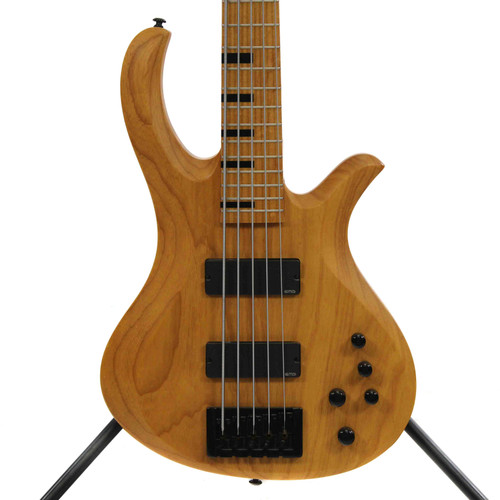Used Schecter DIAMOND SERIES RIOT 5 SESSION Modern Metal Bass Guitar Natural 5-String