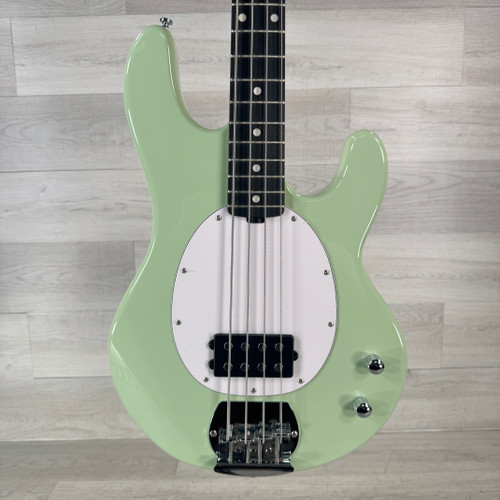 Vist Large View of Product Image Which is New Sterling By Music Man Intro Series Stingray Bass Guitar - Misty Green 40112-ST-RAY2-MTG-A1