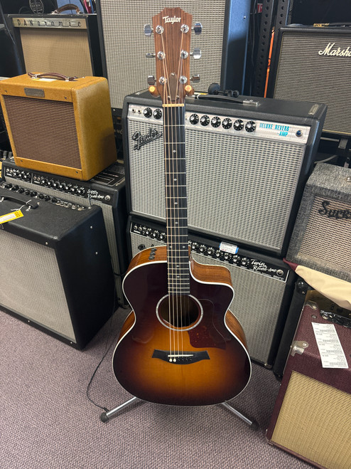 Vist Large View of Product Image Which is Used Taylor 214CE DLX Solid Top Acoustic Guitar Sunburst 40085-S000105648
