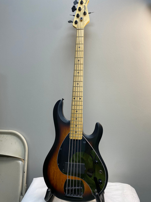 Vist Large View of Product Image Which is Used Sterling by Ernie Ball STINGRAY 5 SS Modern Metal Bass Guitar Sunburst 5-String