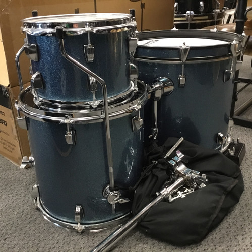 Vist Large View of Product Image Which is Used Ludwig Breakbeats 3 Piece Blue Sparkle Drum Shell Kit