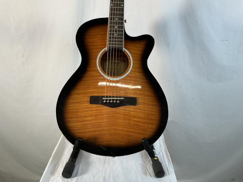 Vist Large View of Product Image Which is Used Ventura V15BRN AS IS BRIDGE LIFT Laminate Top Acoustic Guitar Sunburst