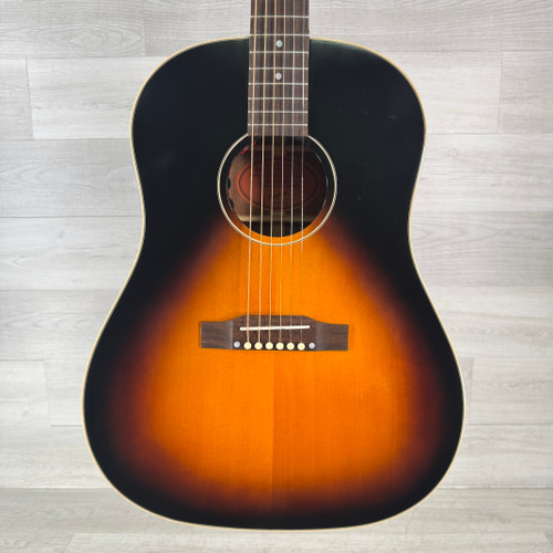 Vist Large View of Product Image Which is Used Epiphone J-45 Acoustic Guitar - Aged Vintage Sunburst Gloss - AS IS - Neck Warped - Top Crack - See Photos