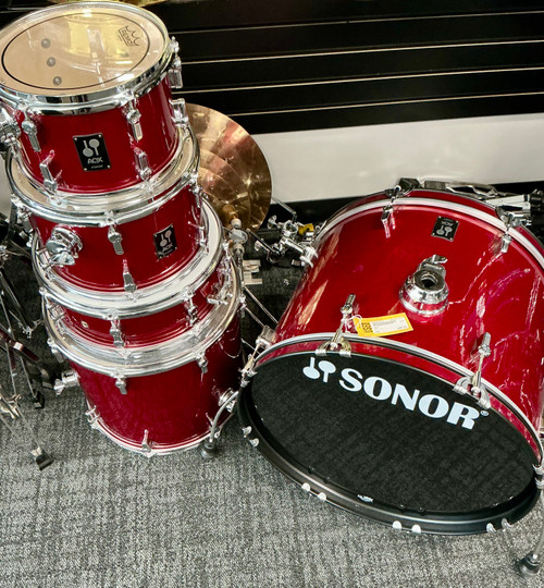 Vist Large View of Product Image Which is Used Sonor AQX Drum Shell kit in Red Moon Sparkle