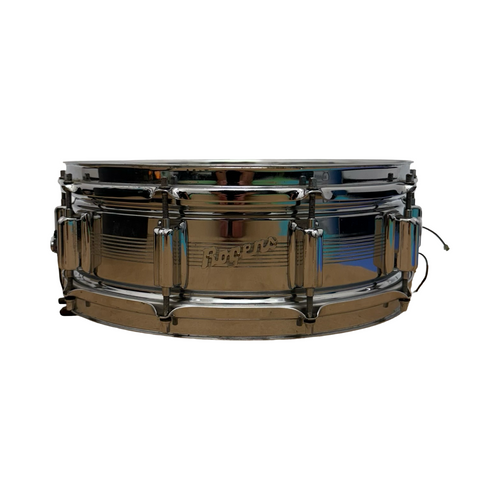 Vist Large View of Product Image Which is Used Rogers DYNASONIC 63-67 7-LINE SNARE Vintage Metal Snare Drum 14"