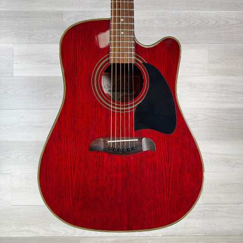 Vist Large View of Product Image Which is Used Oscar Schmidt OG-11 CE/TR Acoustic-electric Guitar - Red - Headstock Repair - See Photos