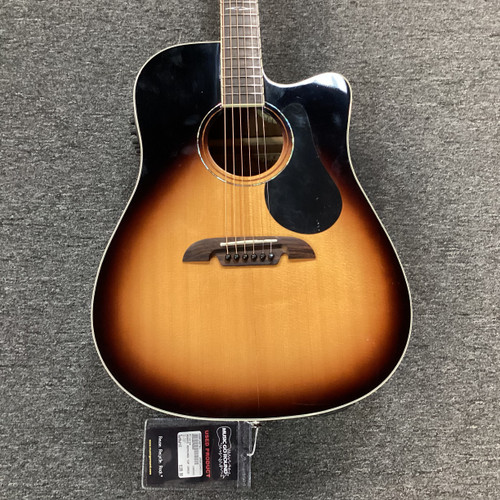 Vist Large View of Product Image Which is Used Alvarez AD60CE REPAIRED TOP CRACK Solid Top Acoustic Guitar Sunburst